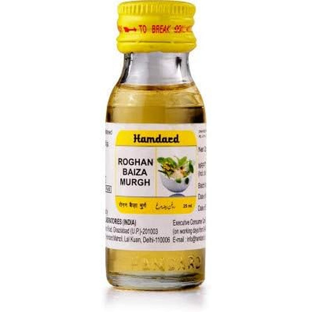 Hamdard Roghan Baiza Murgh Pack of 4 front view hair growth oil