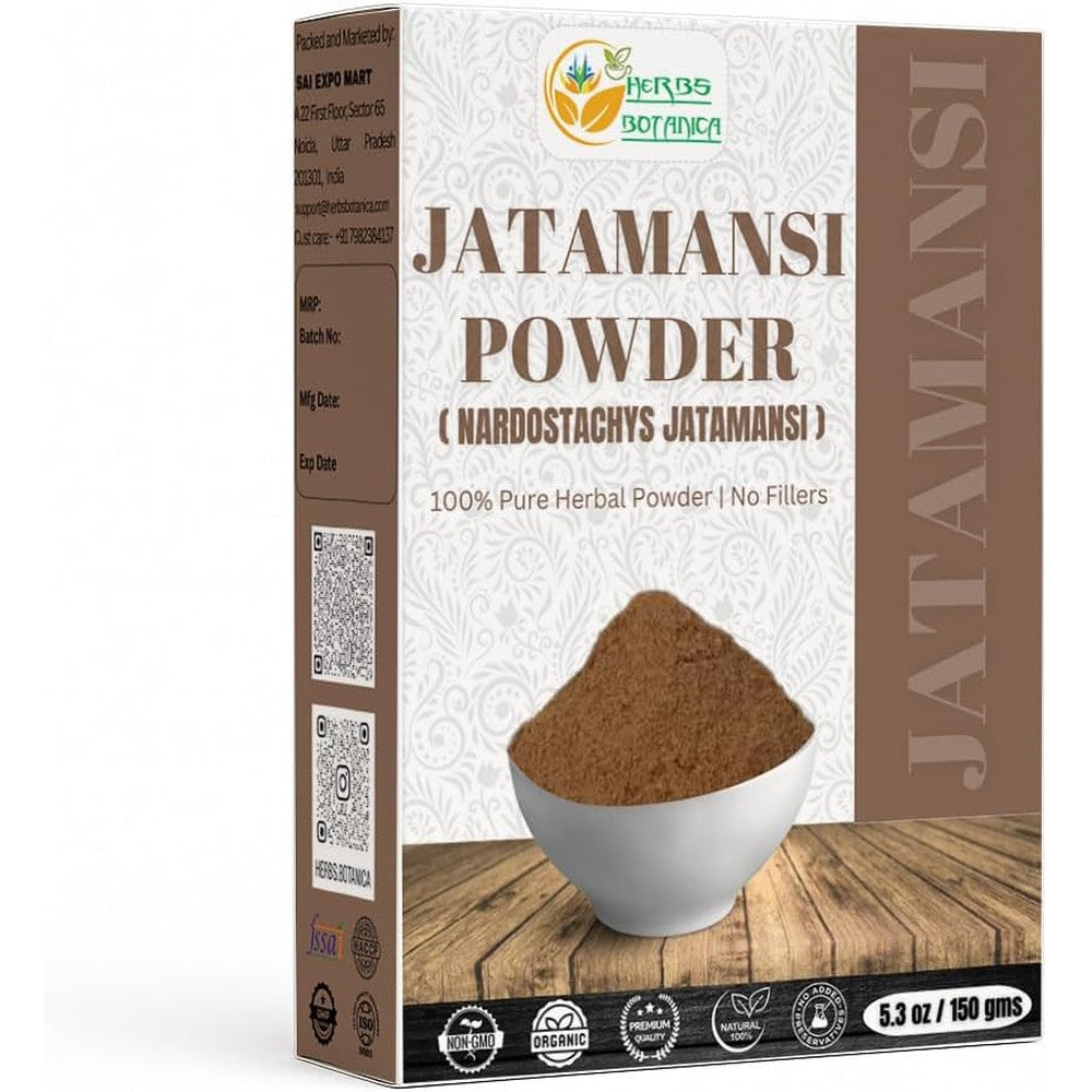 Herbs Botanica Jatamansi Root Powder 150 grams front packaging for hair growth.