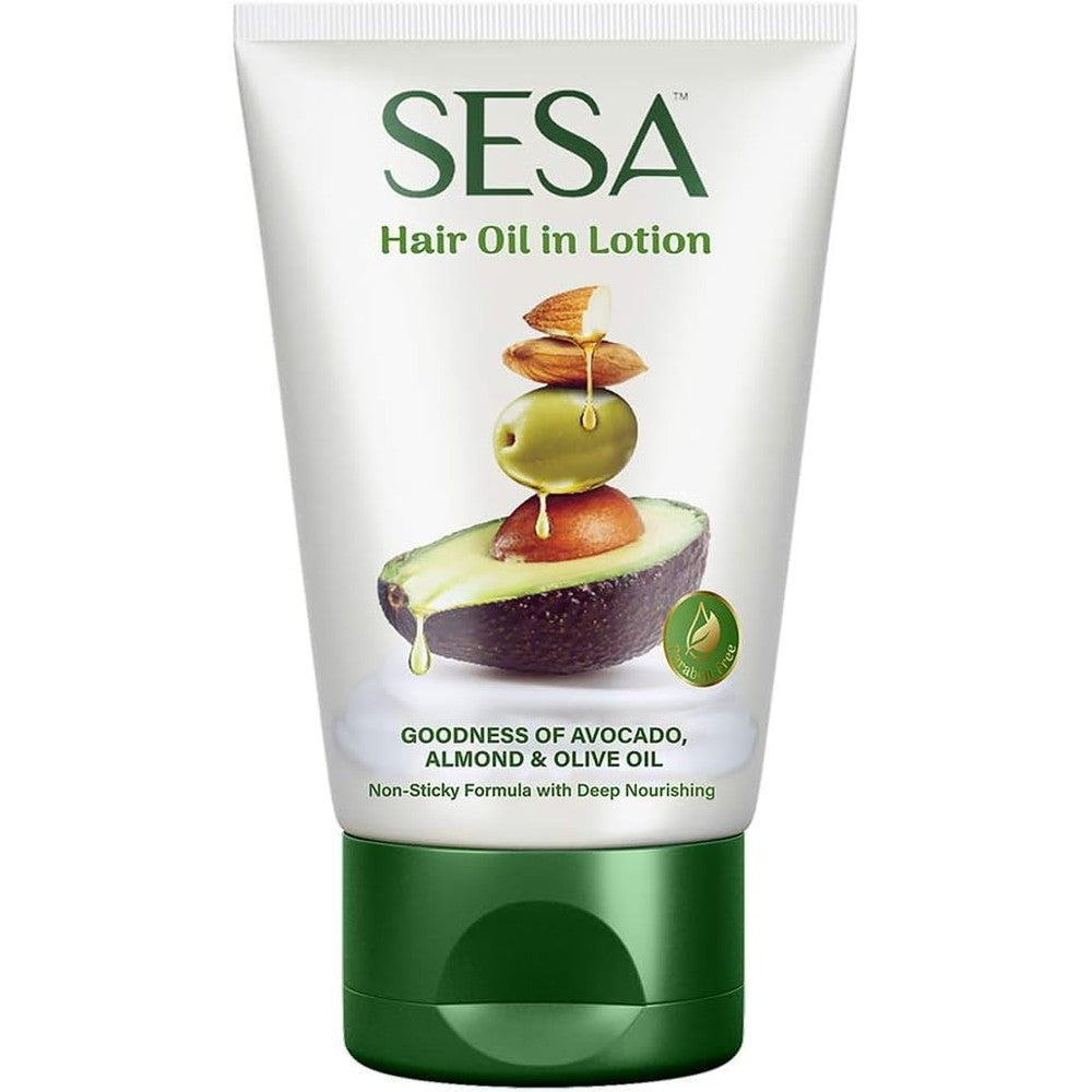 Sesa Hair Oil in Lotion 100ml front view bottle with Ayurvedic herbs packaging