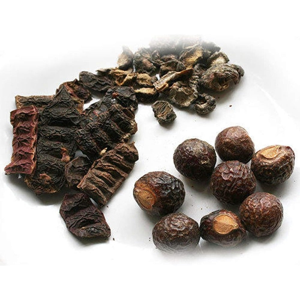 IWW Organic Whole Dried Amla Reetha Shikakai front view raw ayurvedic herbs