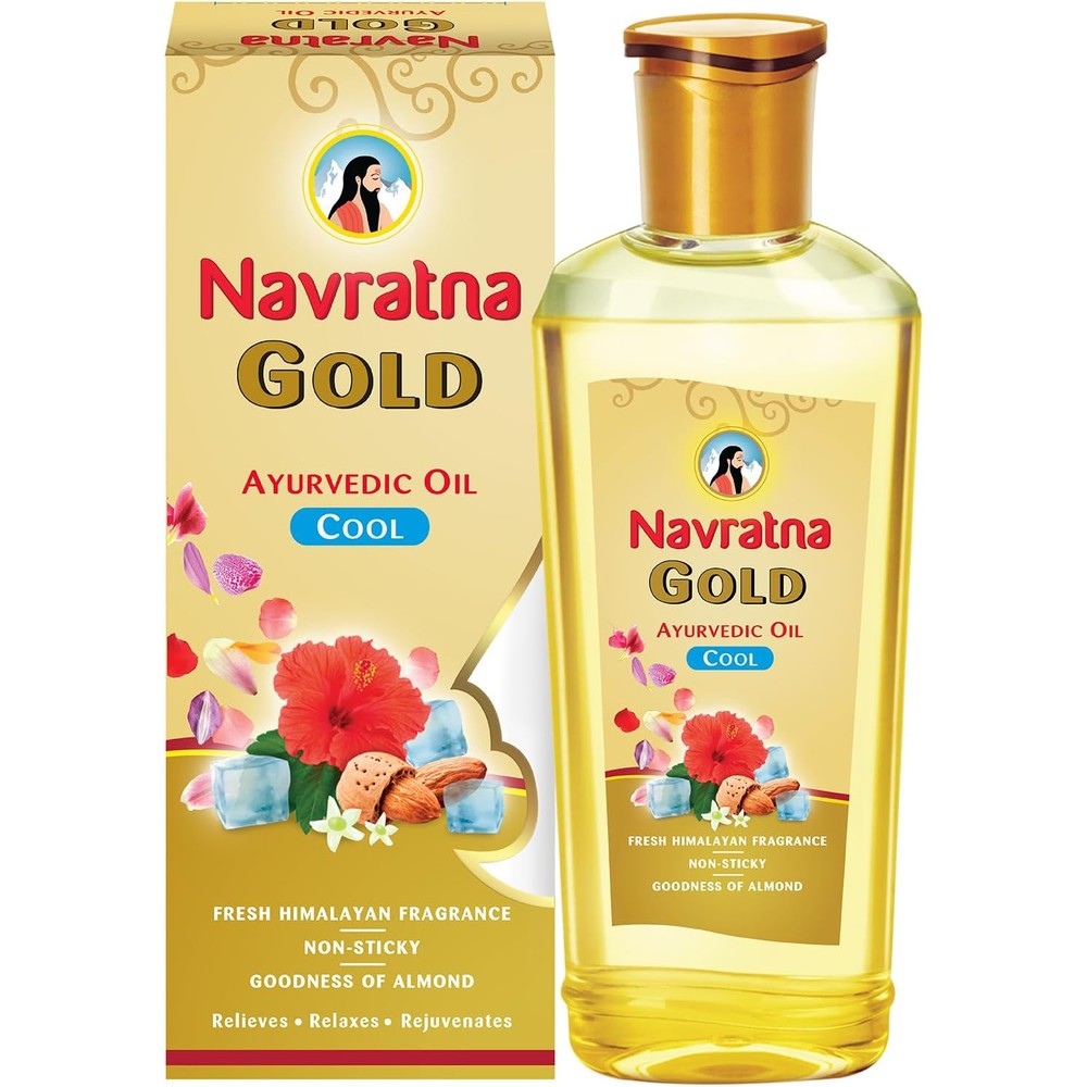 Navratna Gold Ayurvedic Cool Oil 500ml front view for relaxing massage