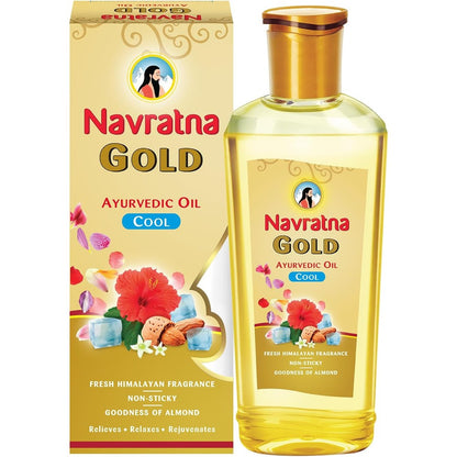 Navratna Gold Ayurvedic Cool Oil 500ml front view for relaxing massage