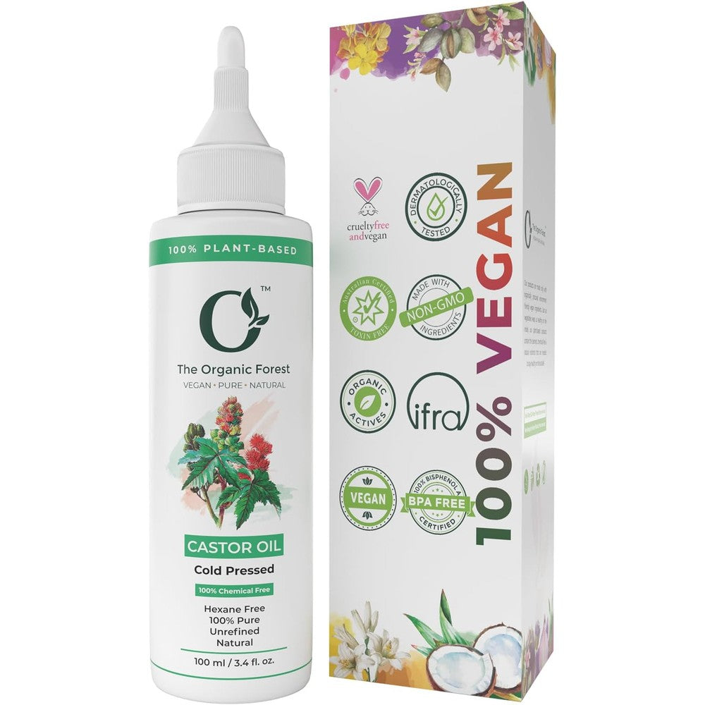 The Organic Forest Pure Cold Pressed Castor Oil front view for hair growth