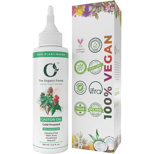 The Organic Forest Pure Cold Pressed Castor Oil front view for hair growth