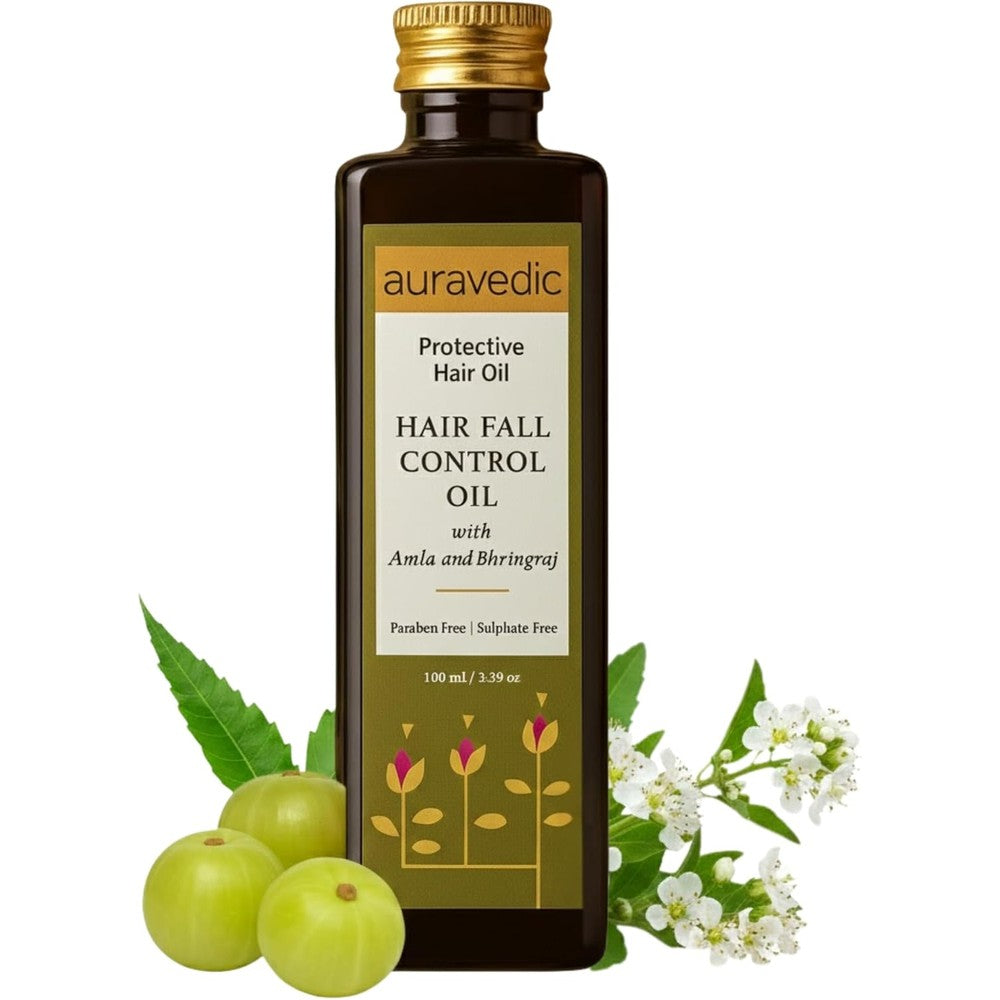 Auravedic Hair Fall Control Oil front view for ayurvedic hair treatment