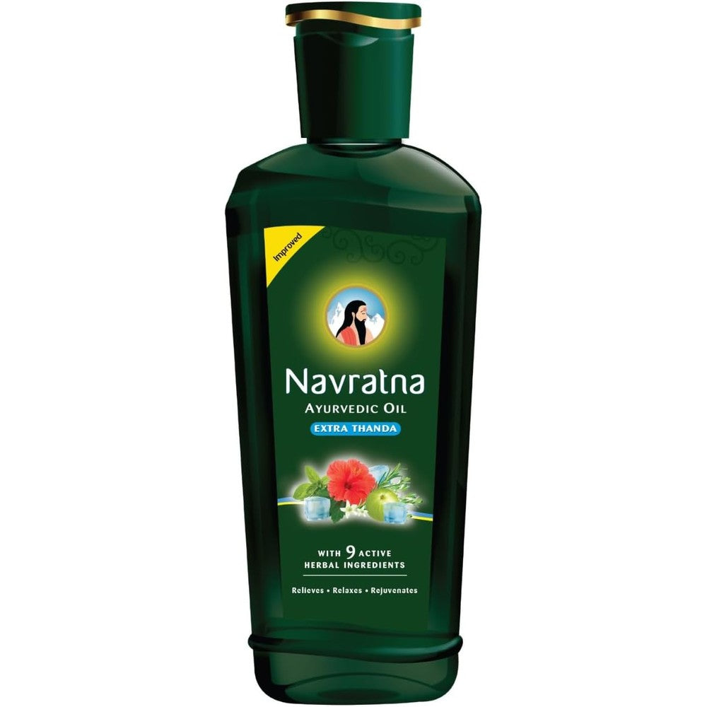 Navratna Extra Thanda Cool Oil 300ml bottle front view for stress relief