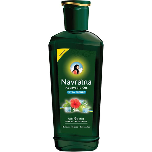 Navratna Extra Thanda Cool Oil 300ml bottle front view for stress relief