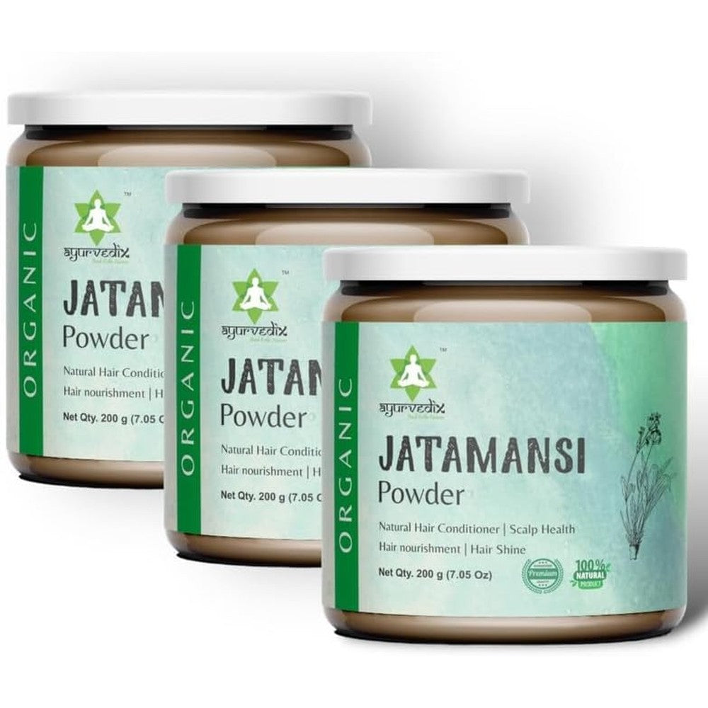 Ayurvedix Jatamansi Root Powder pack of 3 front view for hair growth
