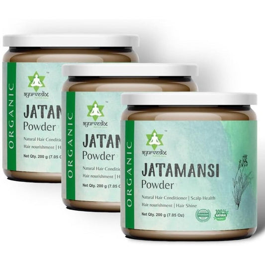 Ayurvedix Jatamansi Root Powder pack of 3 front view for hair growth