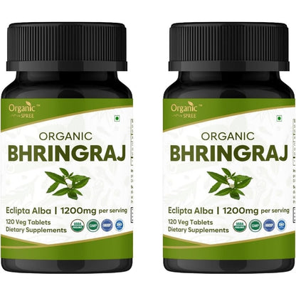 Organic Spree Bhringraj 120 Tablets front view for hair growth supplement