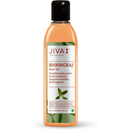 Jiva Ayurveda Bhringraj Hair Oil 120ml bottle front view for hair growth.