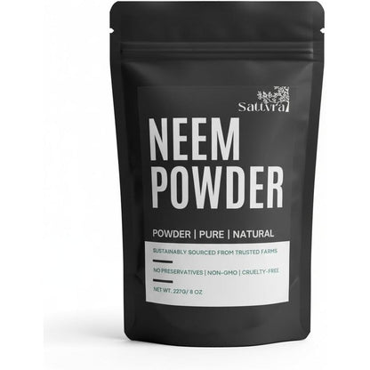 Sattvra Ayurveda Neem Powder 8 ounce pouch front view for natural skincare