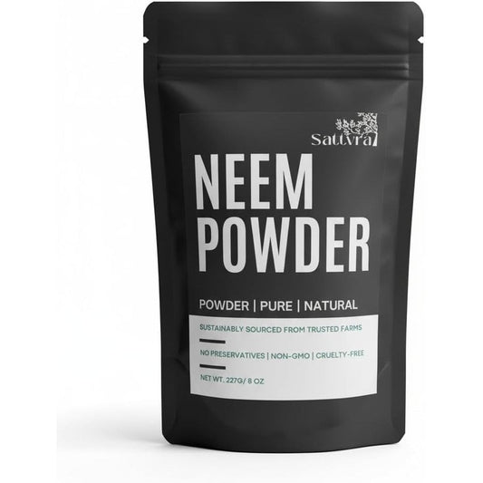 Sattvra Ayurveda Neem Powder 8 ounce pouch front view for natural skincare