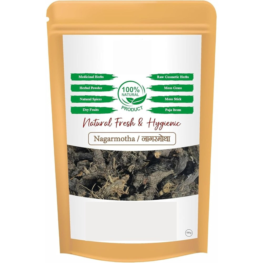 Generic Cyperus Rotundus Rhizome front view of 100 gram packaging for Ayurvedic skincare.