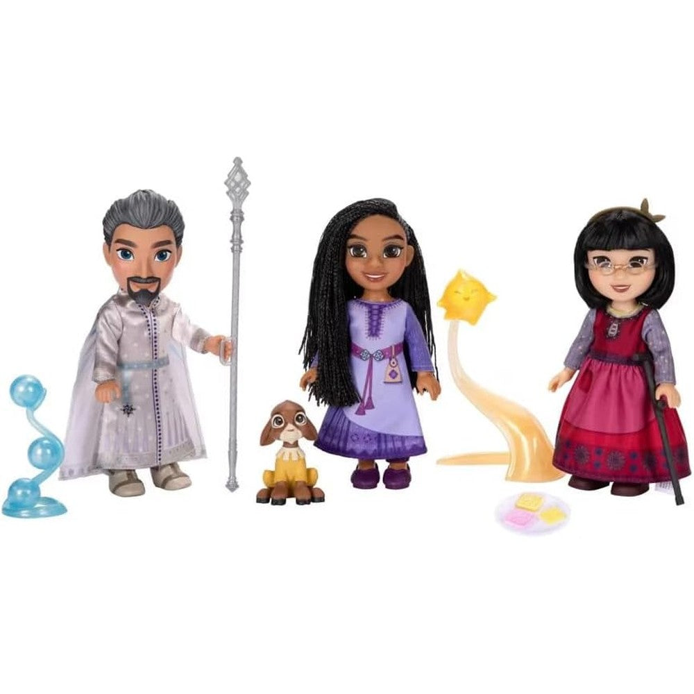 JAKKS Pacific Disney Wish Petite Gift Set front view displaying Asha Dahlia and Magnifico dolls