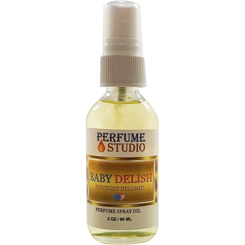 Perfume Studio Baby Delish Powdery Delight perfume spray oil front view showcasing the two ounce bottle.