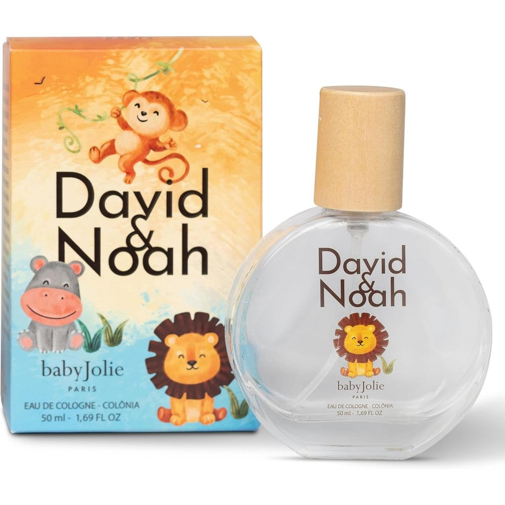 Baby Jolie David & Noah Kids Perfume front view of 50ml glass bottle with wooden cap
