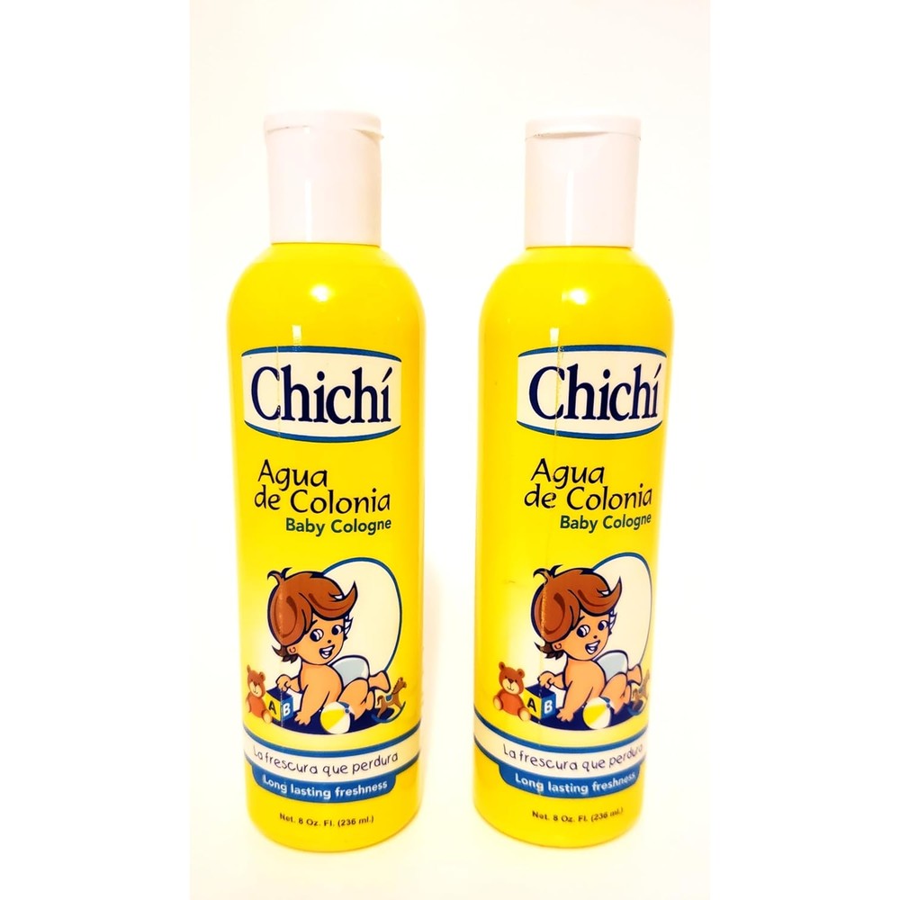 Chichi Baby Cologne Agua De Colonia 8 Fluid Ounce pack of 2 front view showing authentic fresh scent liquid fragrance.