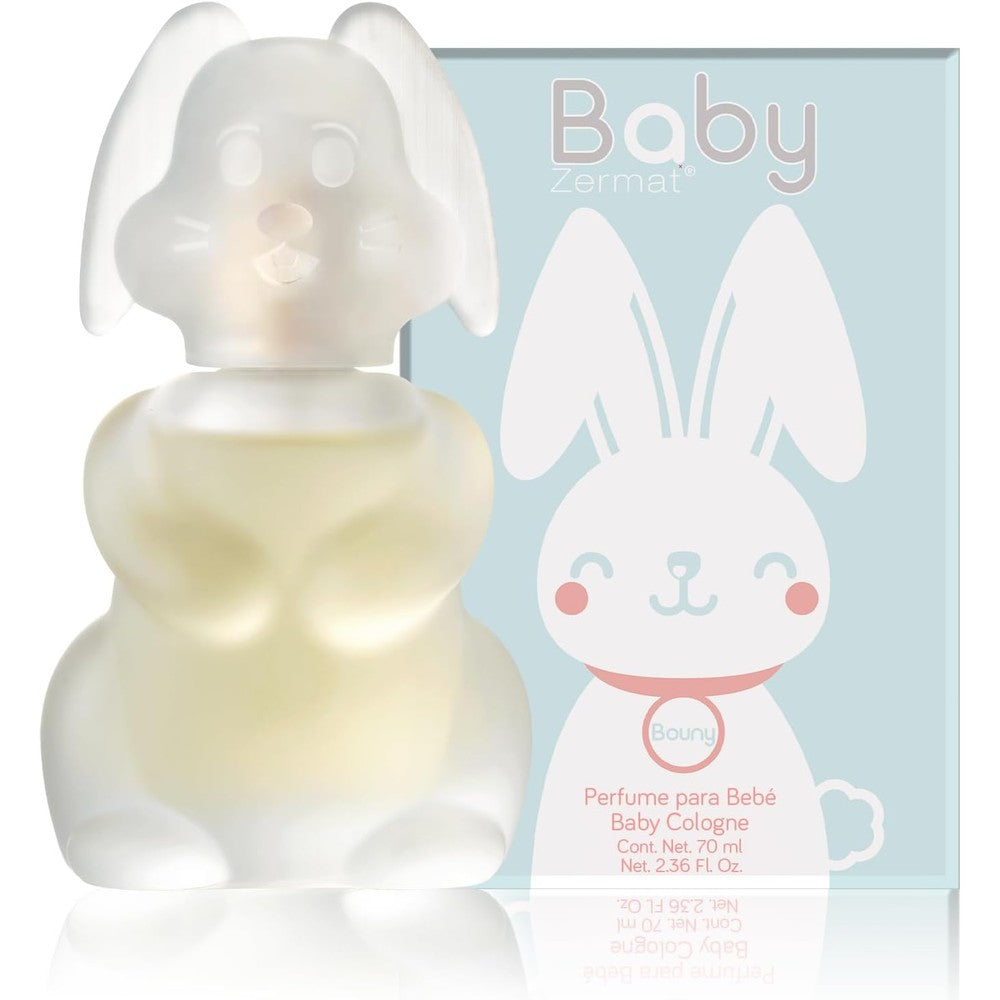 Zermat Baby Bouny Cologne front view of frosted rabbit bottle
