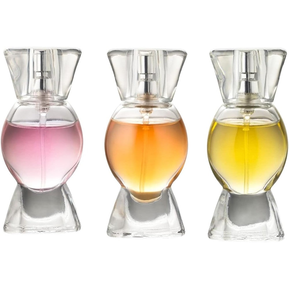 Scented Things Candy Girls Perfume Gift Set front view showcasing three colorful candy-shaped bottles on a vanity.