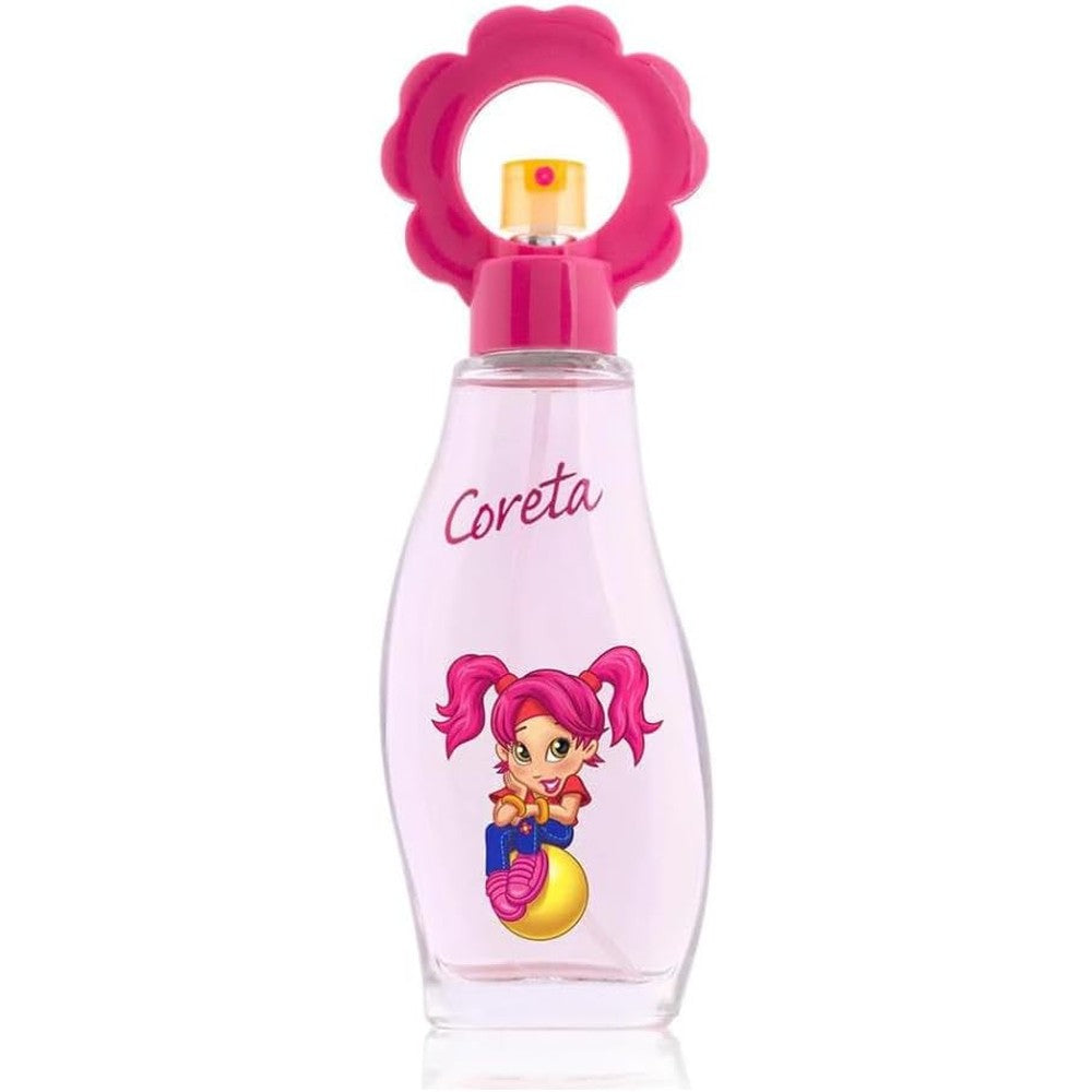 JAFRA Coreta Eau de Cologne for Kids 1.7 fluid ounce clear bottle with pink flower cap front view