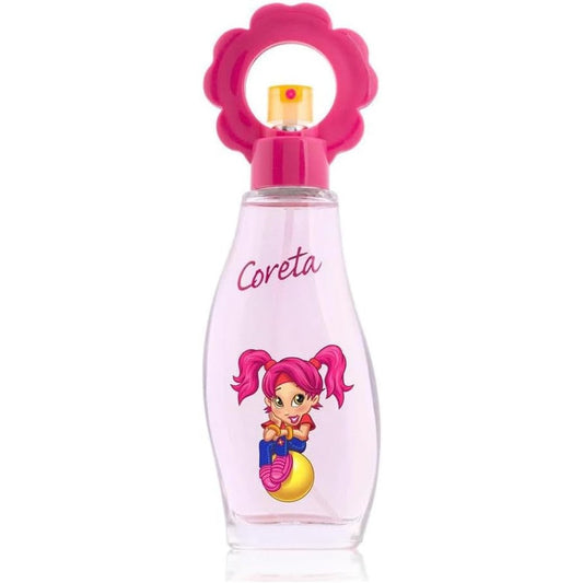 JAFRA Coreta Eau de Cologne for Kids 1.7 fluid ounce clear bottle with pink flower cap front view