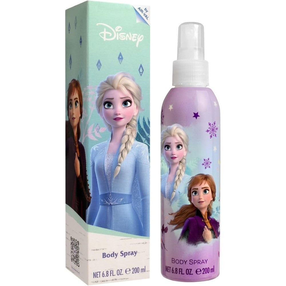 Air-Val International Disney Frozen II Kids Body Spray front view featuring Elsa and Anna graphics