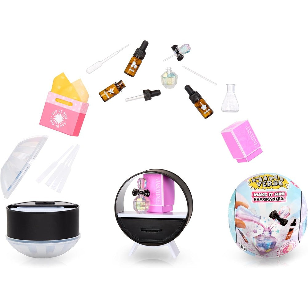 MGA's Miniverse Make It Mini Fragrances blind packaging capsule front view showing product logo.