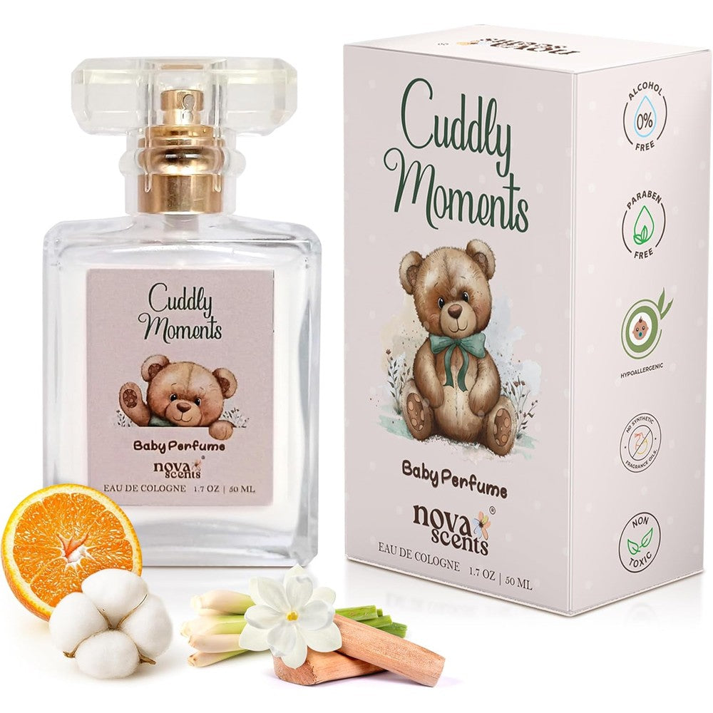Nova Scents Cuddly Moments baby cologne front view packaging