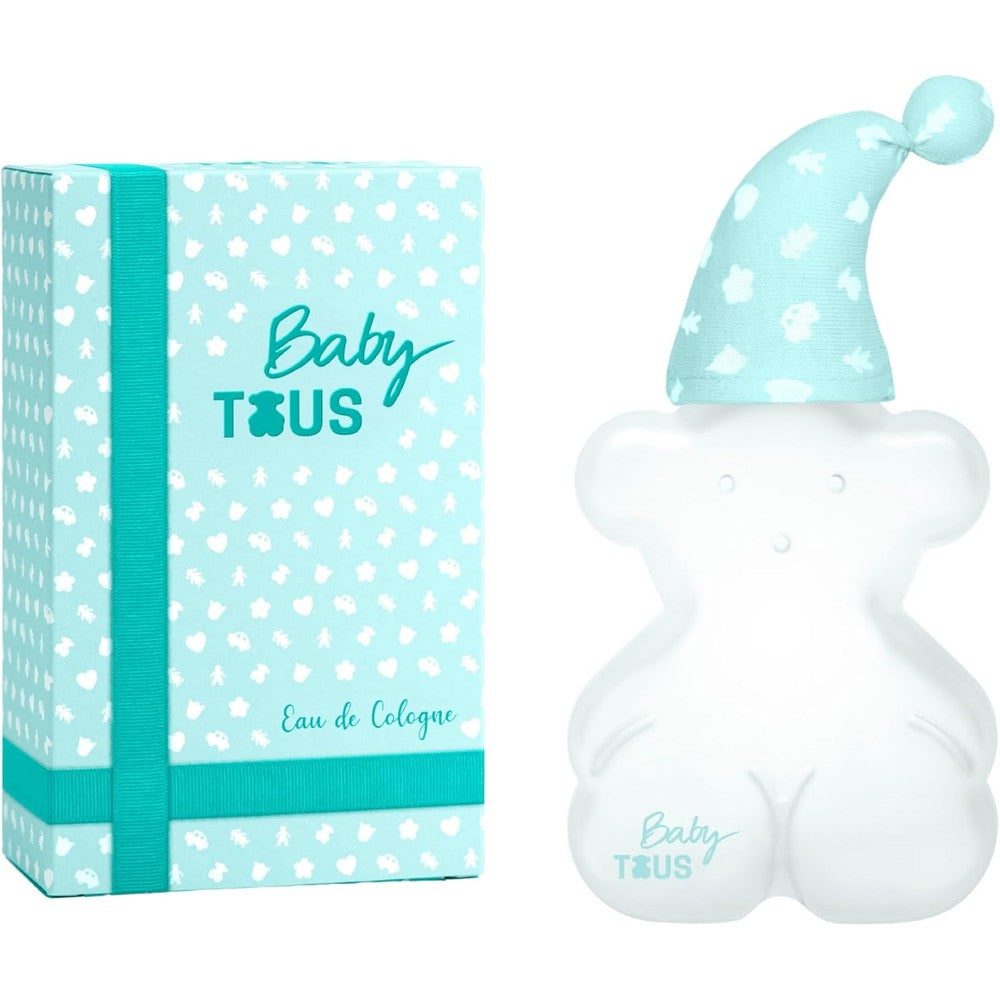 Tous Baby Eau de Cologne front view of bear shaped bottle with blue cap