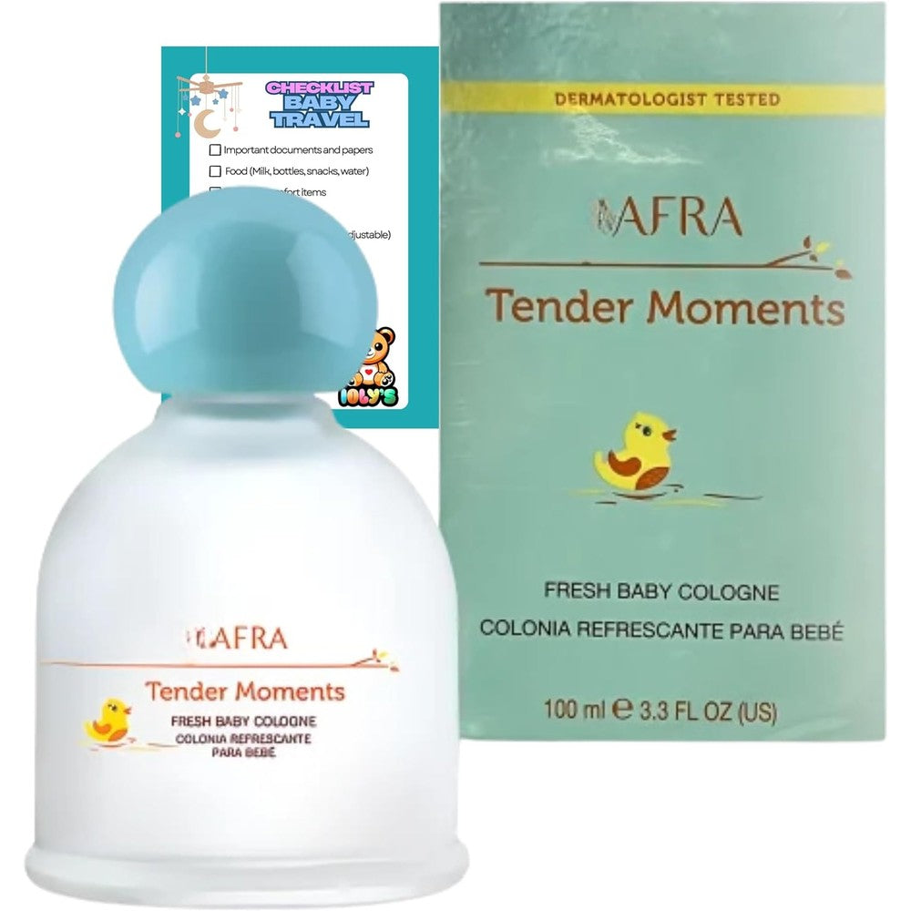 Ioly's Jafra Tender Moments Baby Cologne front view retail box for authentic baby perfume.