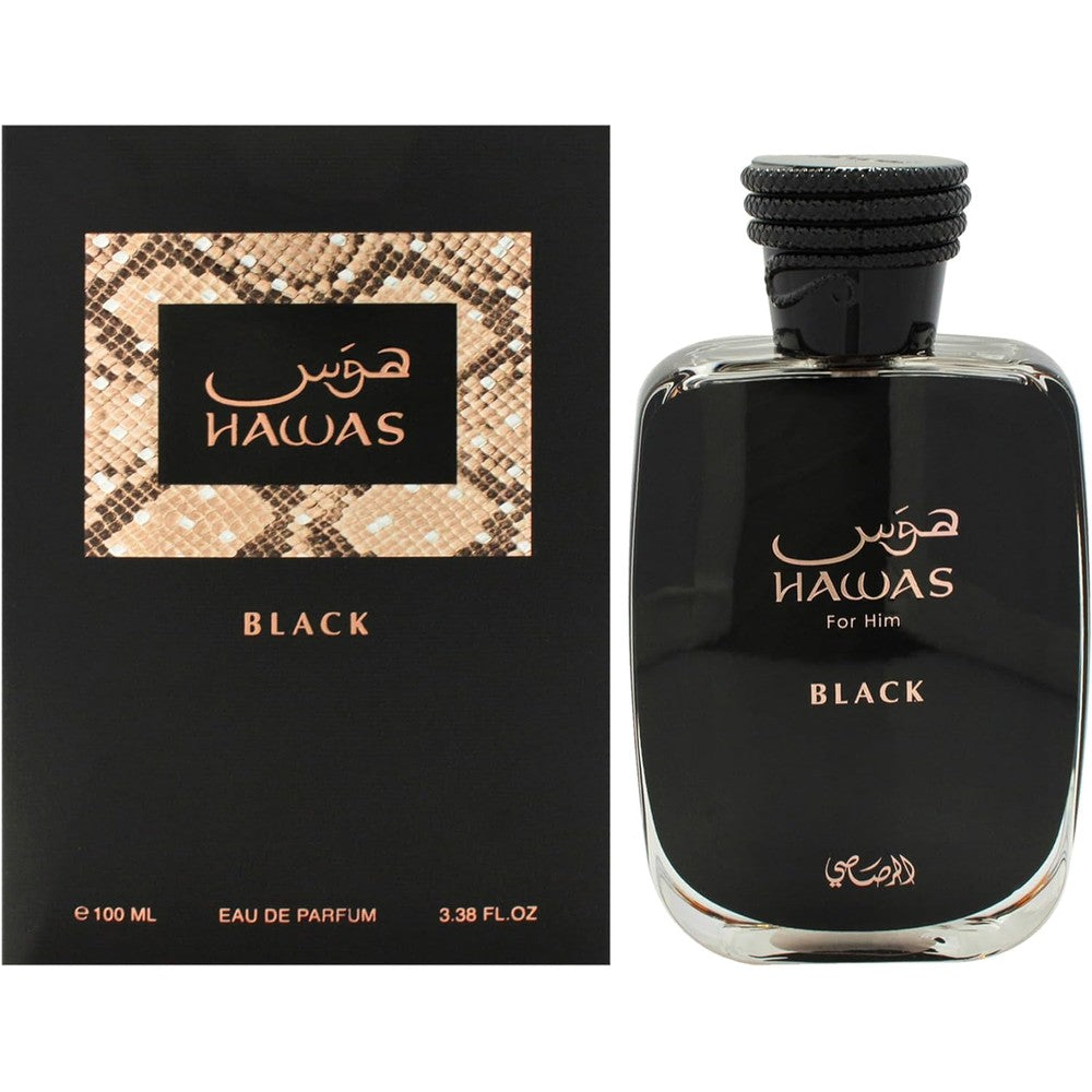 Rasasi Hawas Black Eau De Parfum for Men 100ml bottle front view