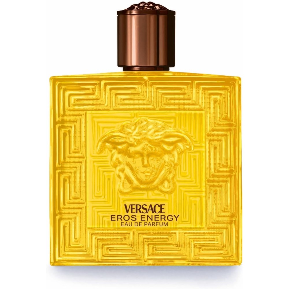 Versace Eros Energy Eau De Parfum Pour Homme 3.4 Ounce yellow bottle front view.