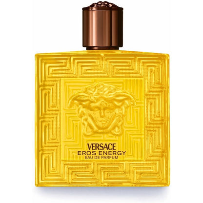 Versace Eros Energy Eau De Parfum Pour Homme 3.4 Ounce yellow bottle front view.