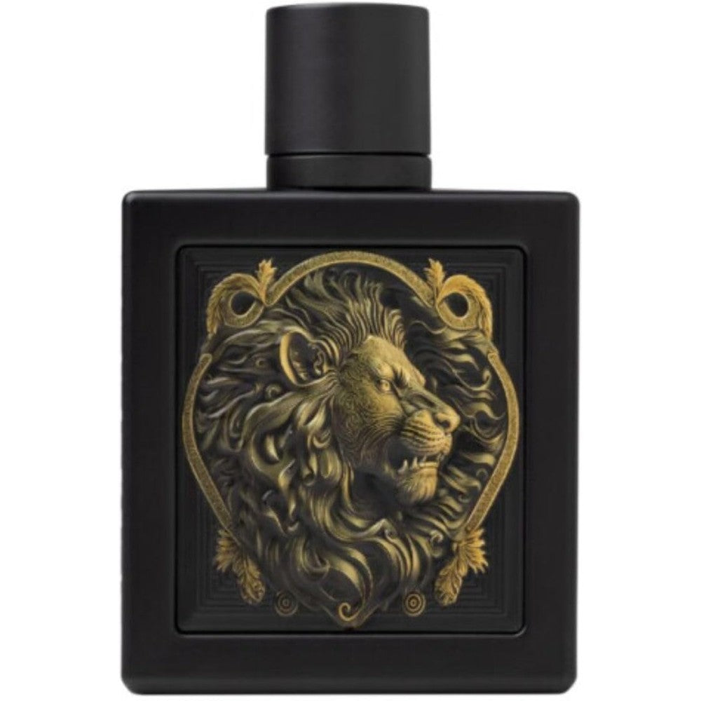 Rayhaan Lion Eau De Parfum Spray for Men 3.4 Ounce bottle front view showing the gold lion emblem.