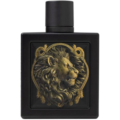 Rayhaan Lion Eau De Parfum Spray for Men 3.4 Ounce bottle front view showing the gold lion emblem.