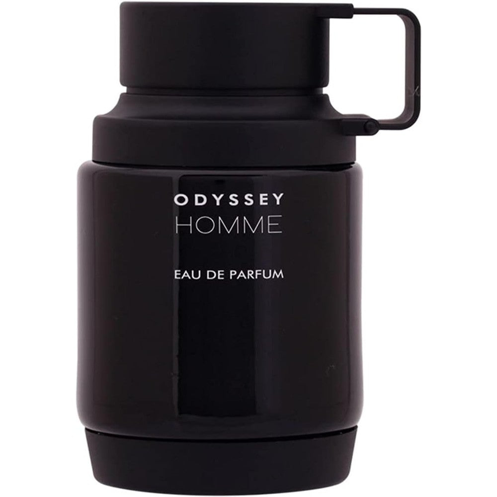 Armaf Odyssey Homme Eau De Parfum 100ml bottle front view featuring the unique black flask design.