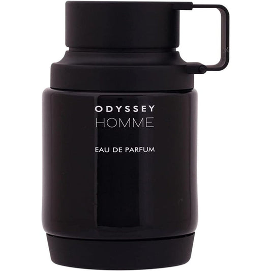 Armaf Odyssey Homme Eau De Parfum 100ml bottle front view featuring the unique black flask design.