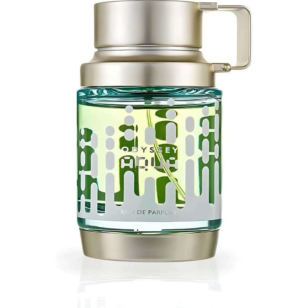 Armaf Odyssey Aqua Edition front view showing elegant blue premium bottle layout.