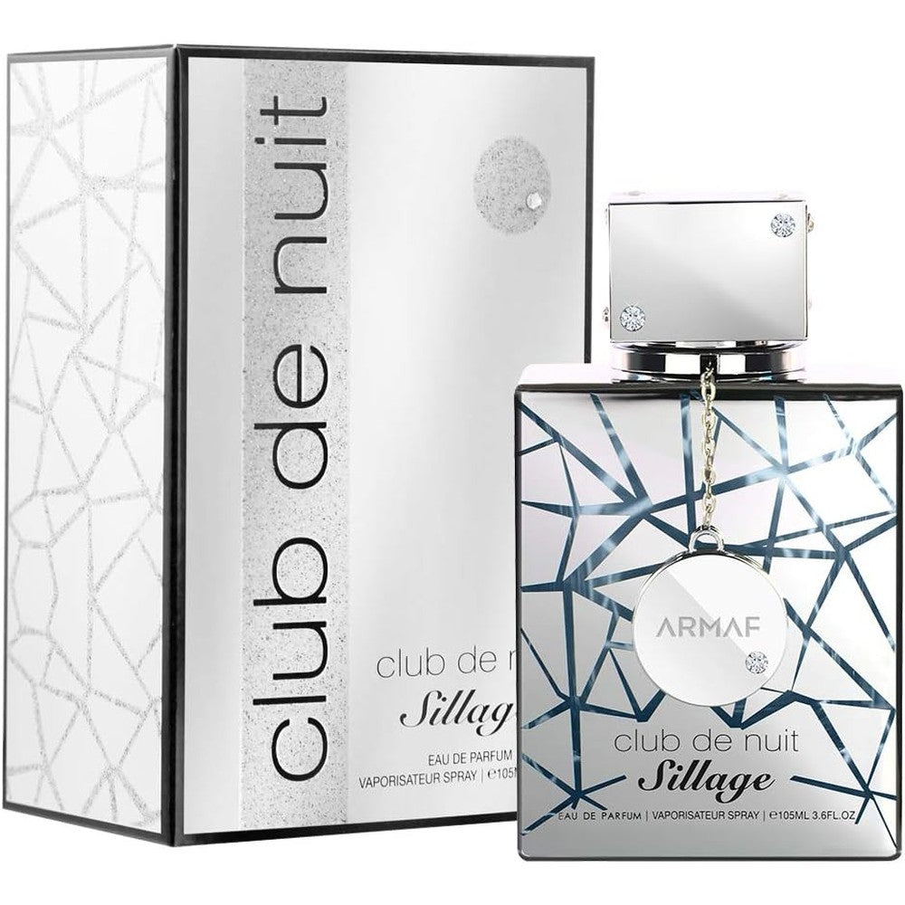Armaf Club De Nuit Sillage Unisex Eau de Parfum front view bottle displaying silver tone finish design