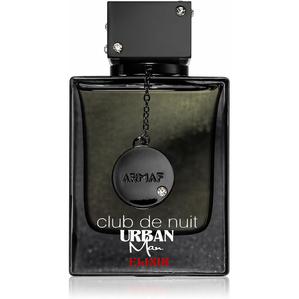 Armaf Club De Nuit Urban Man Elixir Eau De Parfum 3.6 Ounce black metallic bottle front view