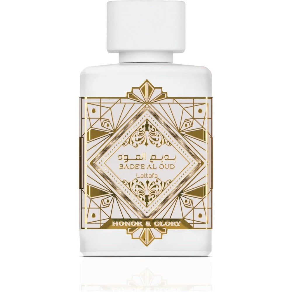 Lattafa Badee Al Oud Honor And Glory Eau De Parfum front view luxury unisex perfume bottle