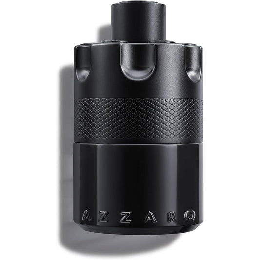 Azzaro The Most Wanted Eau de Parfum Intense bottle front view displaying the signature matte black barrel design