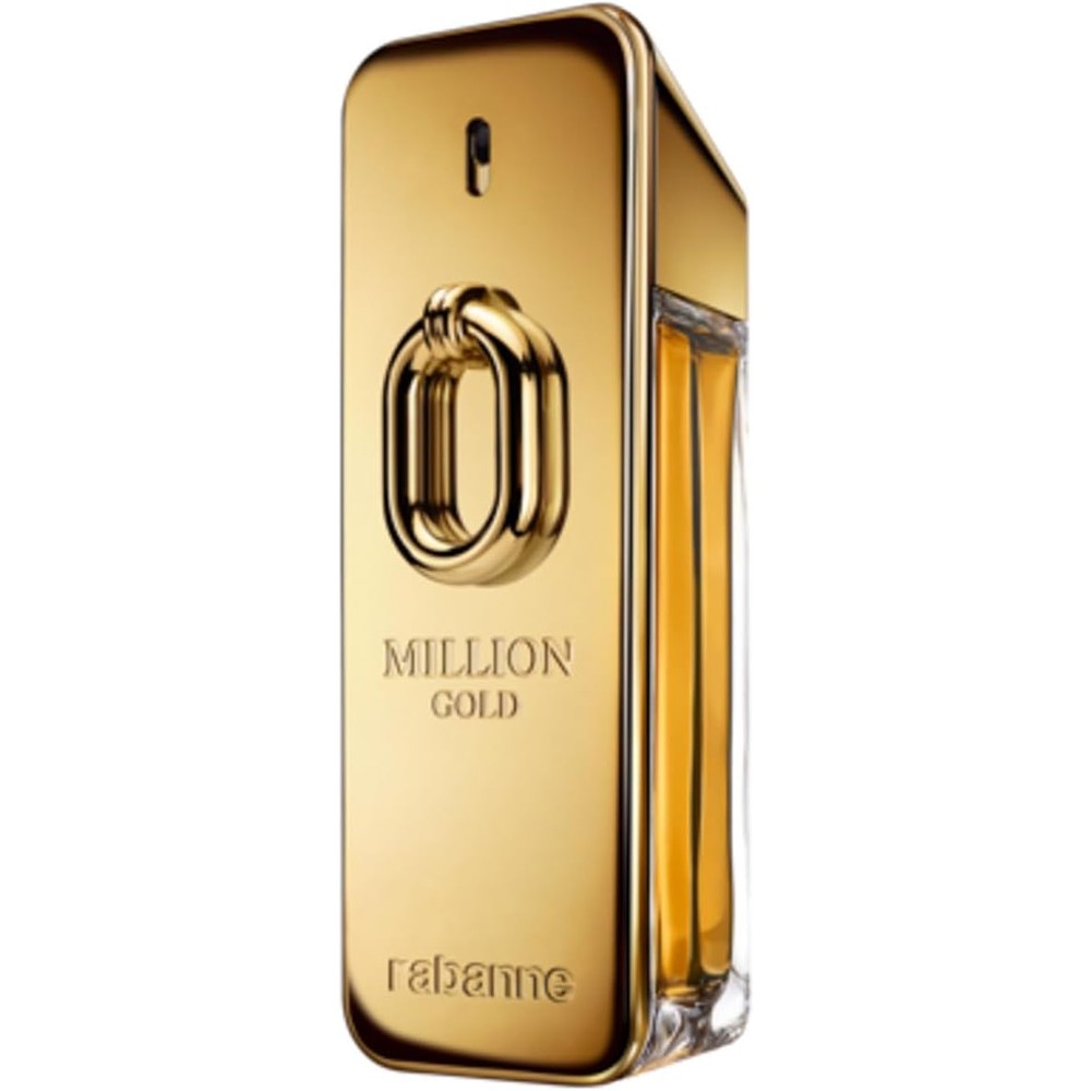 Paco Rabanne Million Gold Intense Eau De Parfum Spray for Men 3.4 Ounce front view of luxury gold bottle