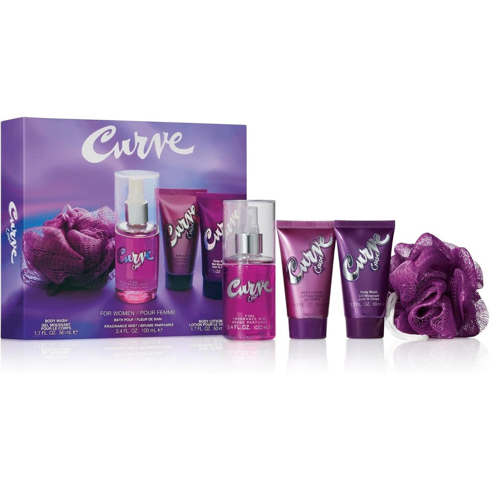 Curve Crush for Women Fragrance Gift Set front view of packaging and contents