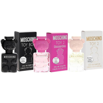 Moschino Toy Miniature Perfume Gift Set front view showing three bear-shaped bottles