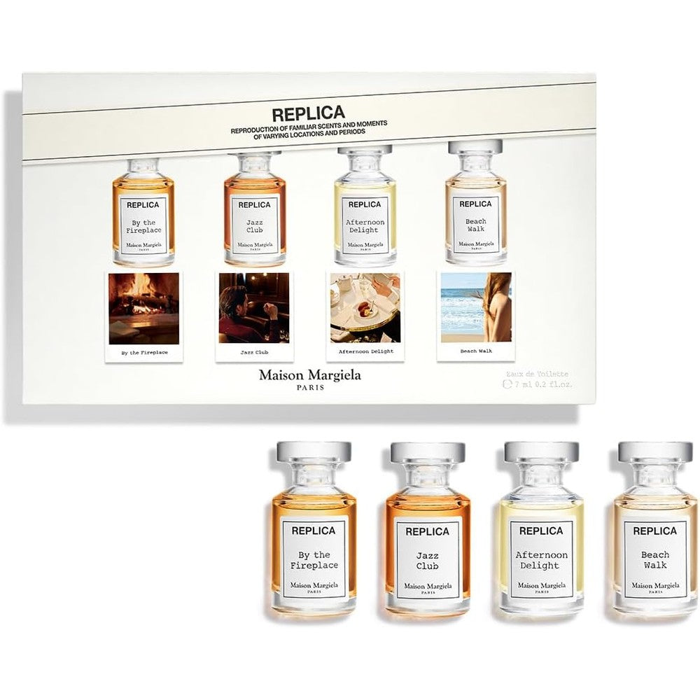 Maison Margiela Replica Four Piece Fragrance Discovery Set front view showing deluxe packaging box.