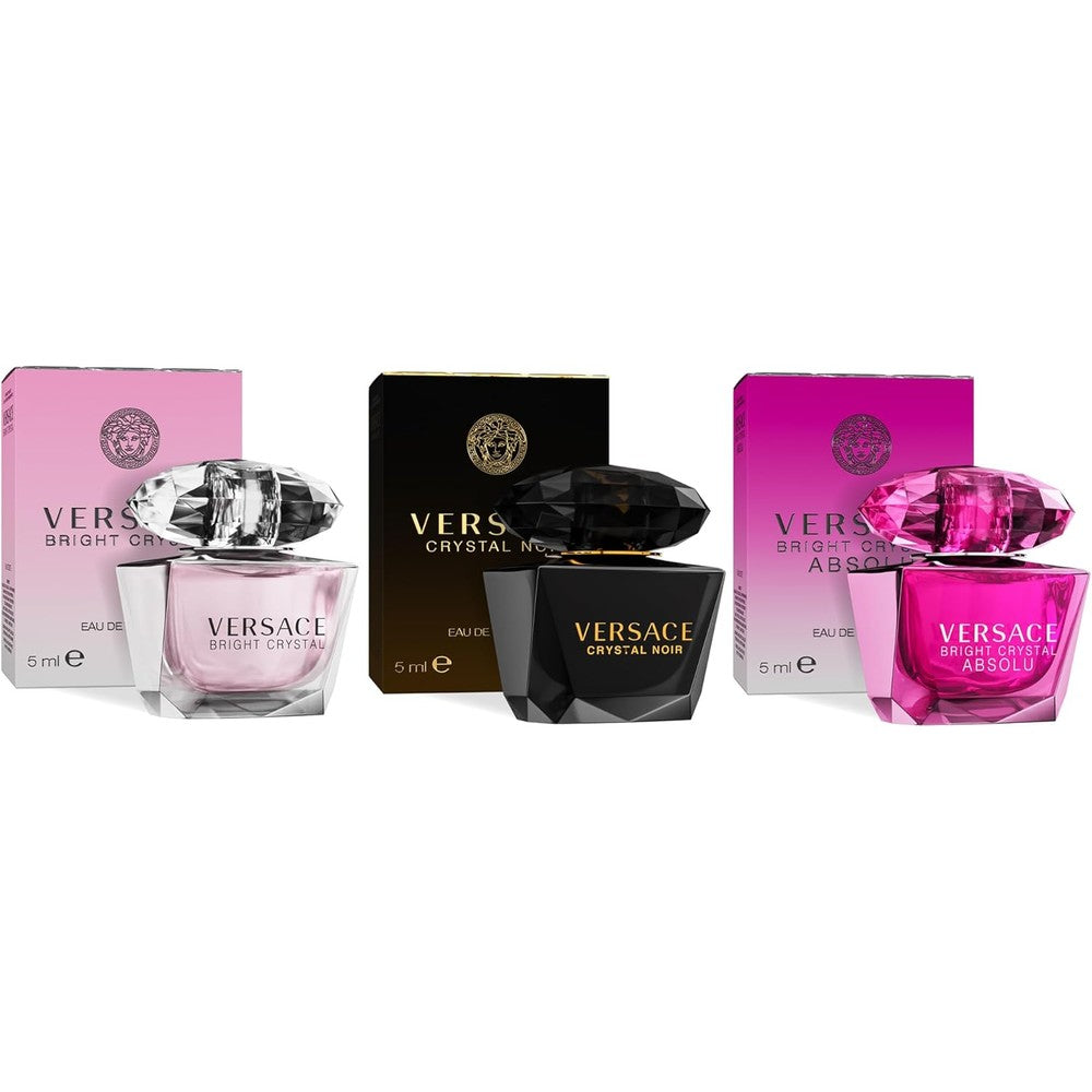 Versace Perfume For Women Set Of Three Miniatures front view displaying authentic packaging