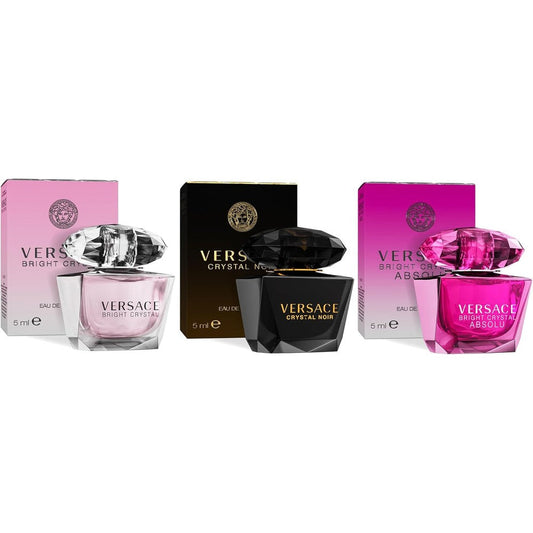 Versace Perfume For Women Set Of Three Miniatures front view displaying authentic packaging