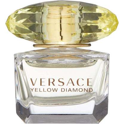 Versace Yellow Diamond Eau De Toilette Miniature front view showing the iconic crystalline yellow cap